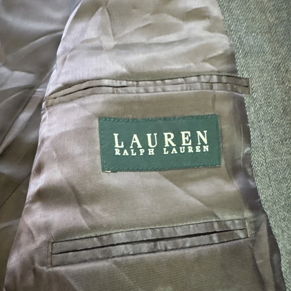 Lauren Ralph Lauren Sport Coat Jacket‎ Brown Herringbone Plaid Flannel Wool 48L